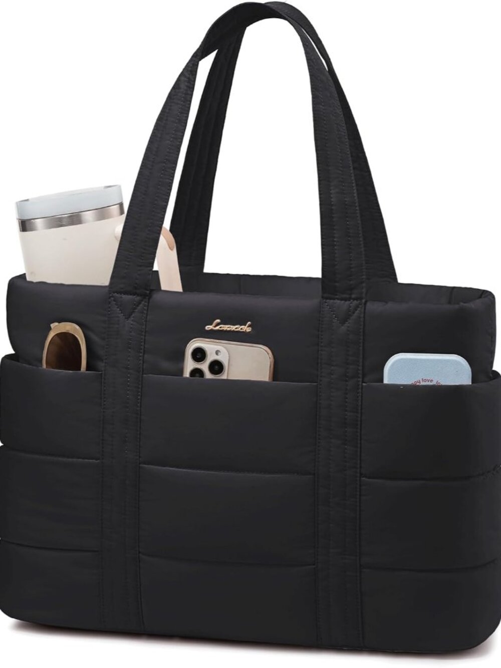 Tote Bag for Women, Large Puffer Work Tote Laptop Bag, Lightweight Travel Tote B